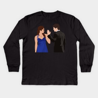 Damon and Elena  Sticker Kids Long Sleeve T-Shirt